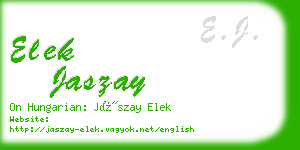 elek jaszay business card